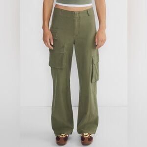 Wilfred Free Wide Leg Cargo Pants in Green, Size 10’